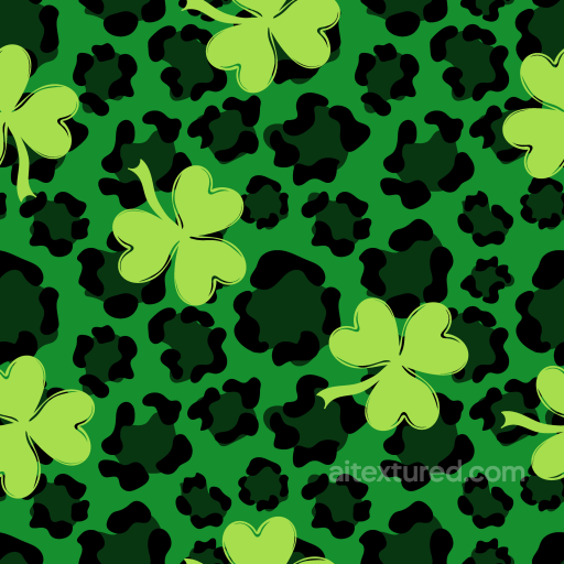 St Patrick Texture with Green Shamrocks and Camouflage Pattern seamless St patrick PBR texture