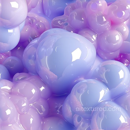 Inflated Glossy Bubble PBR Texture in Soft Purple Shades seamless Inflated PBR texture
