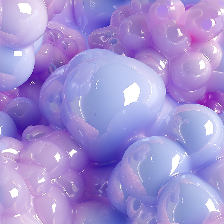 Inflated Glossy Bubble Plastic in Blue-Purple Gradient seamless PBR texture preview