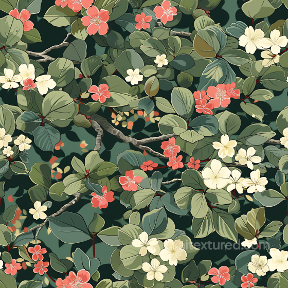 botanical camouflage PBR texture with lush green leaves and soft floral accents Color Camouflage texture preview