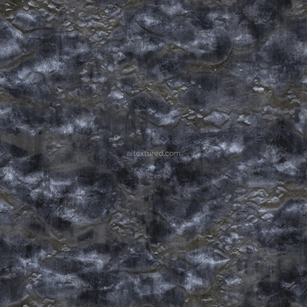 Seamless dark rock PBR texture with rough surface detail