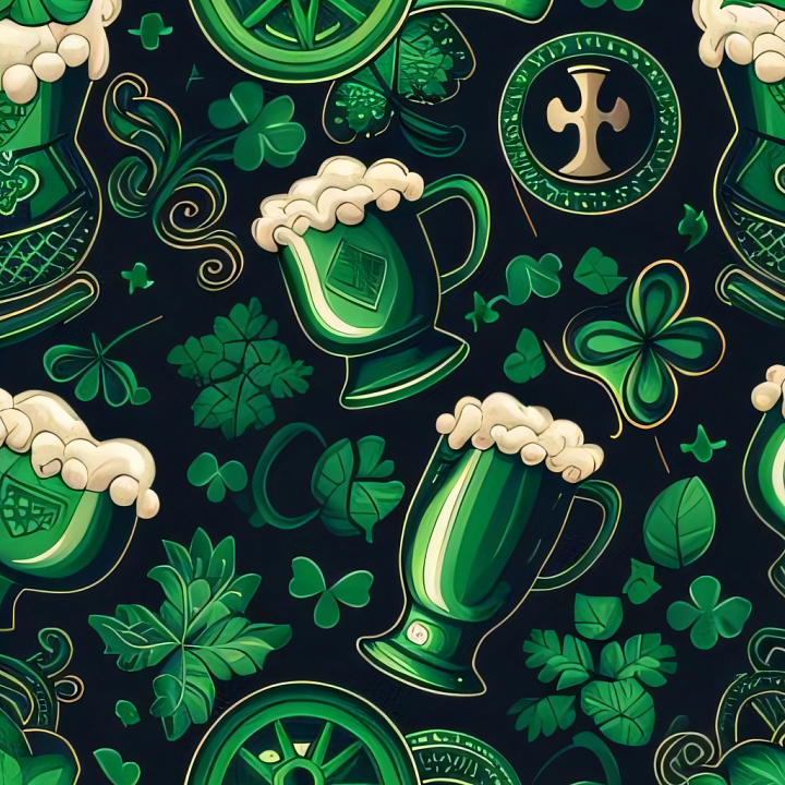 Featuring St Patrick's Day Green Motifs and Festive Elements seamless PBR texture preview