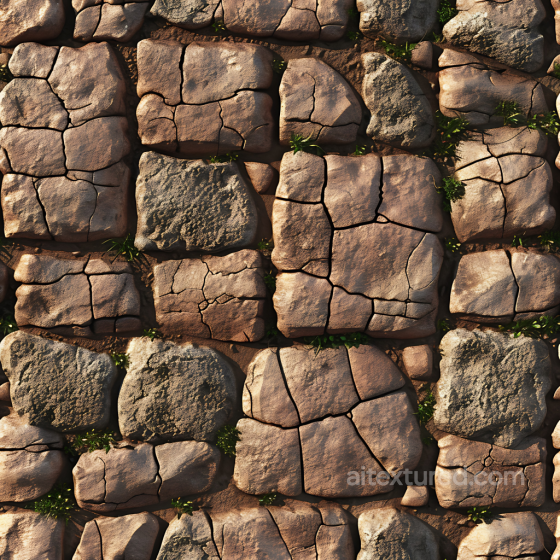 Cracked Stone Pavement PBR Texture with Earthy Tones and Moss Details Stone texture preview
