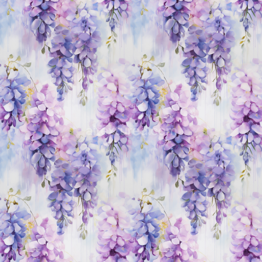 Seamless 3D PBR Texture of Soft Purple Flower Clusters in Pastel Style