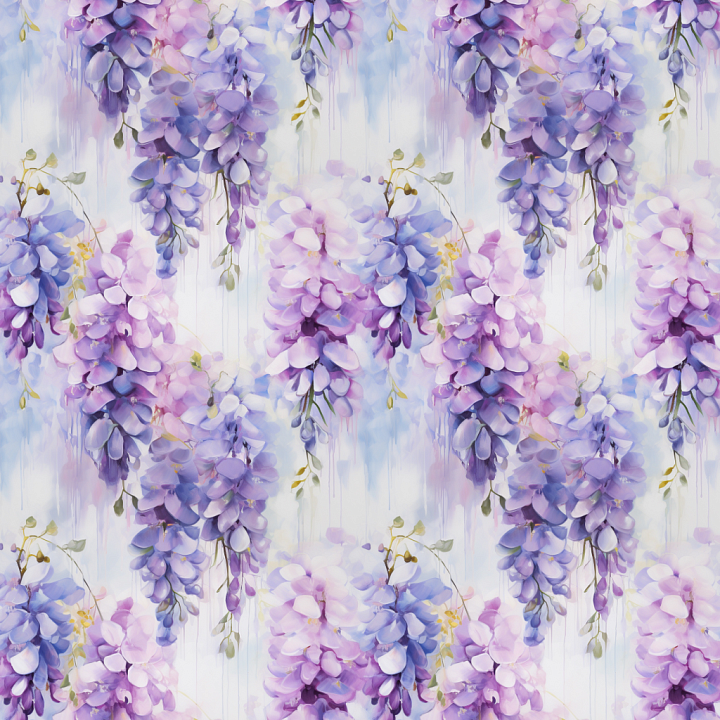 Soft Purple Flower Clusters in Pastel Style seamless PBR texture preview