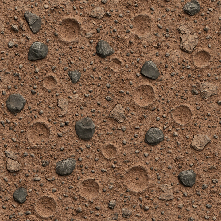 Meteorite Fragments On Shattered Crust With Iron Oxide And Regolith seamless PBR texture preview