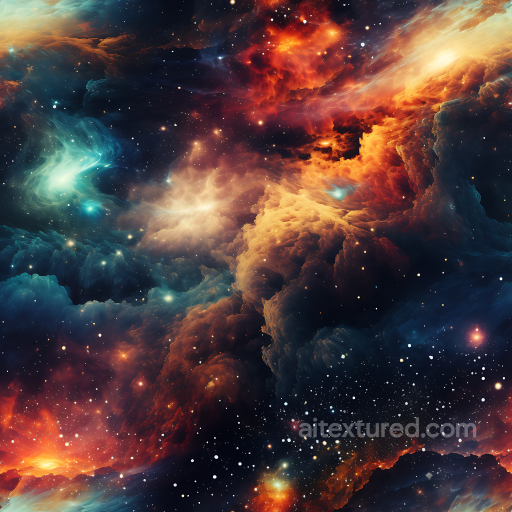 Space PBR Texture Featuring Vibrant Nebula Clouds and Galactic Starfield seamless Star, space, planets PBR texture