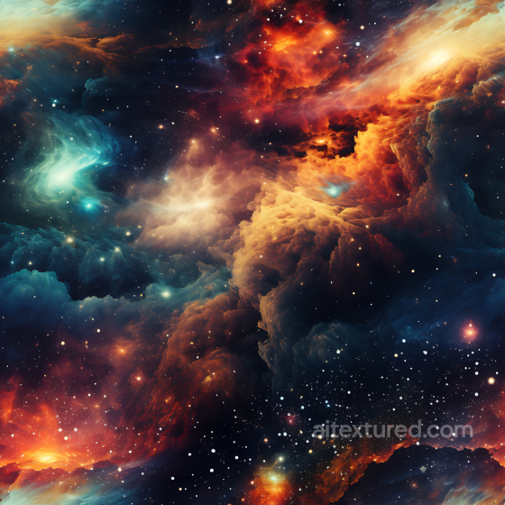 Space PBR Texture Featuring Vibrant Nebula Clouds and Galactic Starfield Star, space, planets texture preview