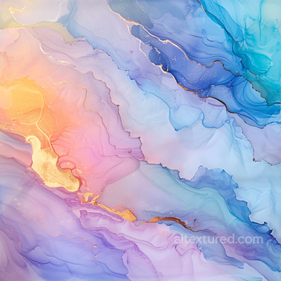 Alcohol Ink PBR Texture Featuring Pastel Swirls and Gold Veins Alcohol ink texture preview