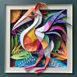 seamless Seamless 3D PBR Texture Featuring Colorful Origami Dodo Bird Pattern texture 8k free download PBR