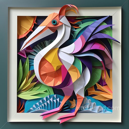 Animal - Seamless 3D PBR Texture Featuring Colorful Origami Dodo Bird Pattern texture preview