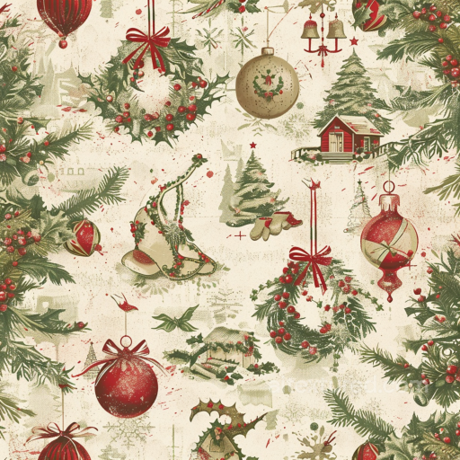 Featuring Vintage Christmas Ornaments & Greenery seamless Christmas vintage PBR texture
