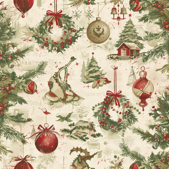 Featuring Vintage Christmas Ornaments & Greenery Christmas vintage texture preview