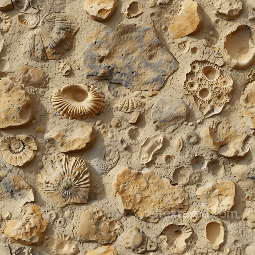 Fossil Stone Ground Texture with Embedded Shells and Sandy Matrix seamless Stone PBR texture