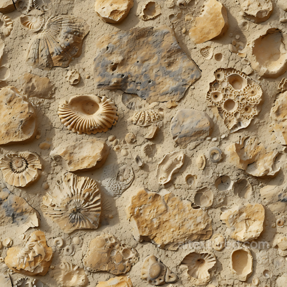 Fossil Stone Ground Texture with Embedded Shells and Sandy Matrix Stone texture preview
