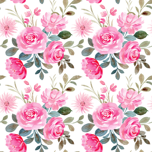Seamless 3D PBR Texture of Soft Pink Watercolor Floral Fabric Pattern