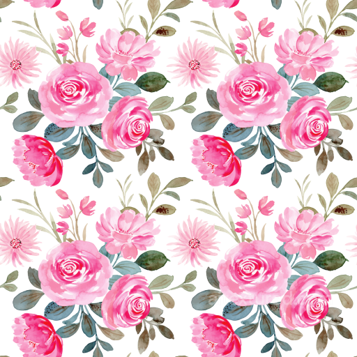 Pink Flower Texture of Soft Pink Watercolor Floral Fabric Pattern seamless Pink Flower PBR texture