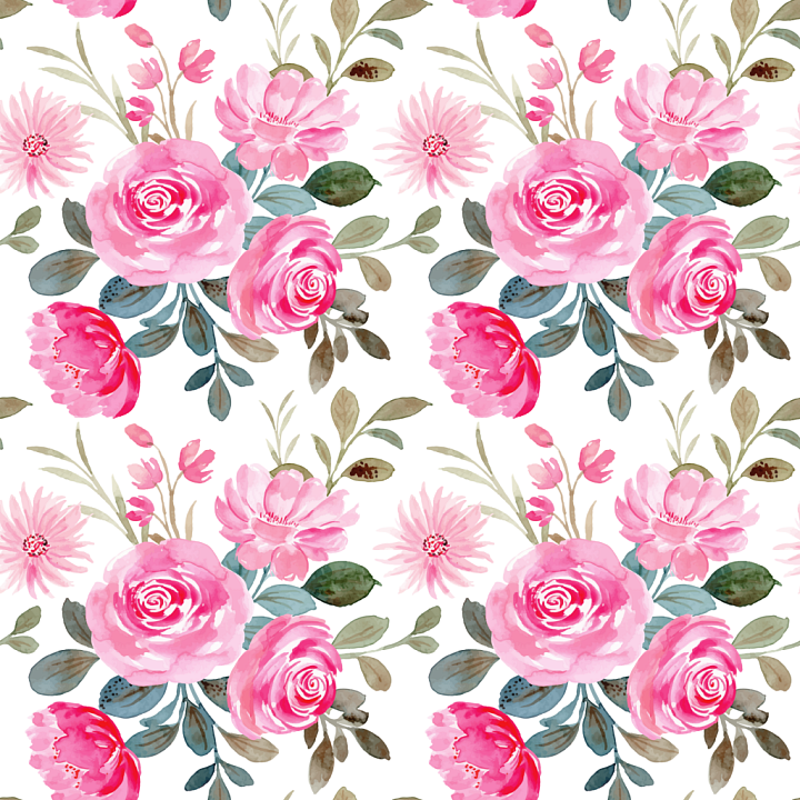 Pink Flower of Soft Pink Watercolor Floral Fabric Pattern seamless PBR texture preview