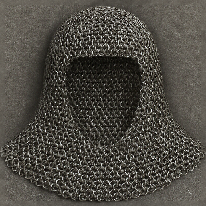 Of Chainmail Hood With Worn Scratched Metal Surface seamless PBR texture preview