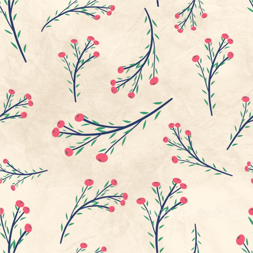 Featuring Delicate Pink Berry Branches on Soft Cream Background seamless Flower  PBR texture