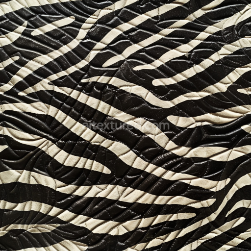 Seamless 3D PBR Black and White Zebra-Patterned Leather Texture with Glossy Finish