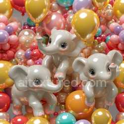 seamless Seamless 3D Inflated PBR Texture Featuring Glossy Vinyl Balloons and Cute Balloon Elephants texture 8k free download PBR