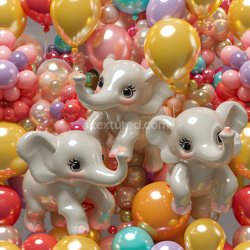 Seamless 3D Inflated Glossy Balloon Surface PBR Texture with Playful Multicolor Spheres