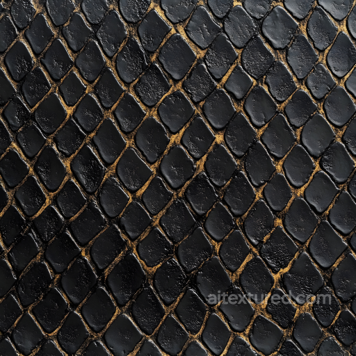 Black Glossy Reptile Skin Seamless Texture with Scaled Detail seamless Skin PBR texture