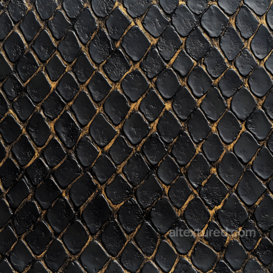 Black Glossy Reptile Skin Seamless Texture with Scaled Detail Skin texture preview