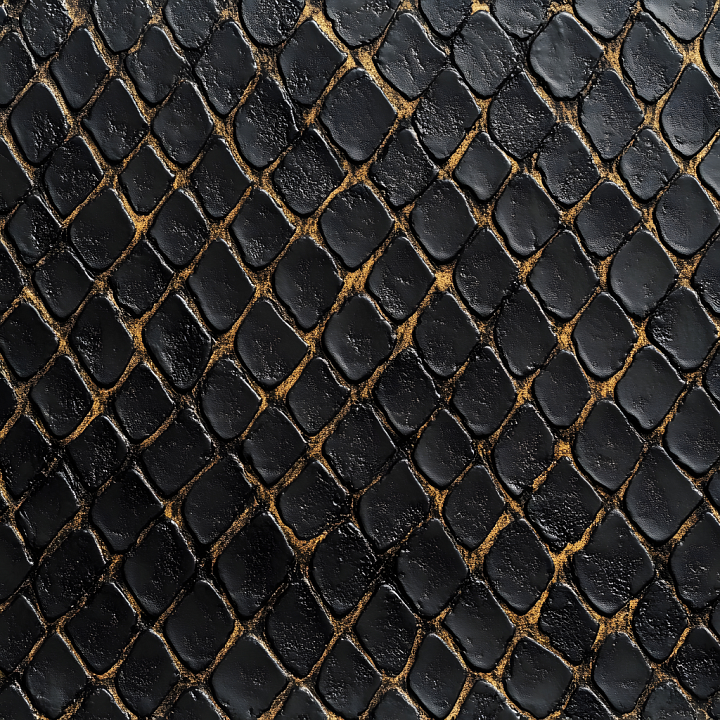 Black Glossy Reptile Skin with Scaled Detail seamless PBR texture preview