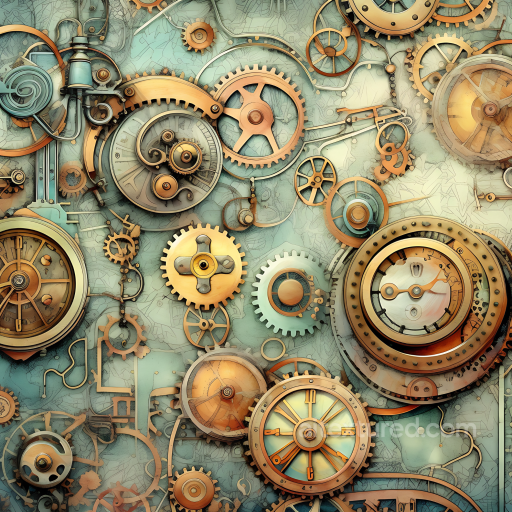 Vintage Scrapbook Texture of Vintage Steampunk Cogs and Gears with Patina seamless Vintage Scrapbook PBR texture