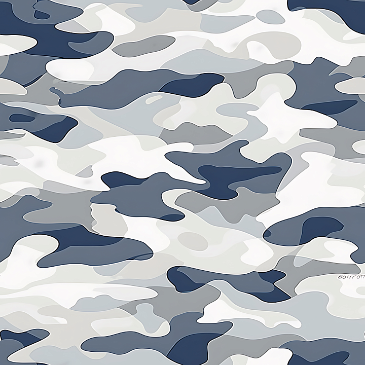 Arctic Camouflage with Smooth Organic Shapes and Cool Blue-gray Palette seamless PBR texture preview