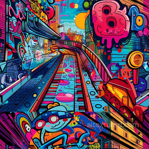 Seamless 3D PBR Graffiti Texture Featuring Vibrant Urban Street Art and Bold Patterns texture preview