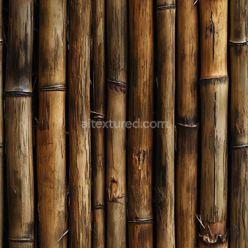 Seamless 3D PBR Texture of Weathered Bamboo Culms in Rich Brown Tones