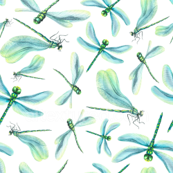 seamless Seamless 3D PBR Texture of Blue-Green Dragonfly Illustrations Pattern texture 8k free download PBR