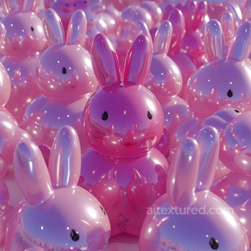 Seamless 4K Inflated Glossy Pink Vinyl Bunny 3D PBR Texture with Reflective Surface seamless Inflated PBR texture