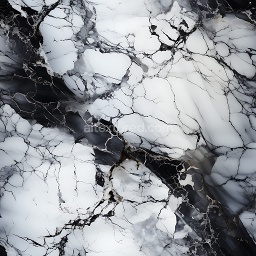 Seamless 3D Black and White Marble PBR Texture with Bold Veins