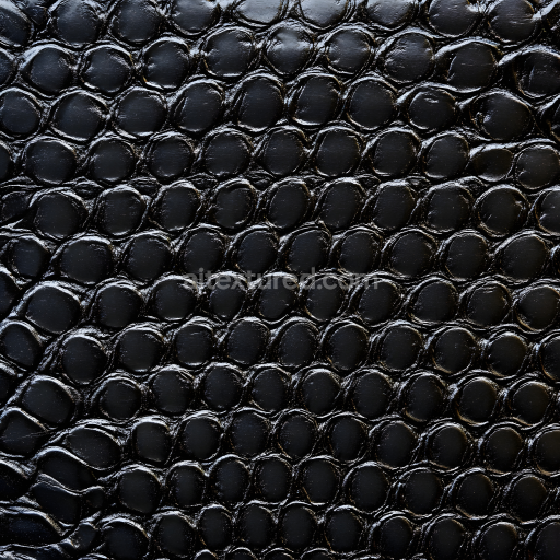 Seamless 3D PBR Texture of Glossy Black Reptilian Skin with Raised Scale Pattern