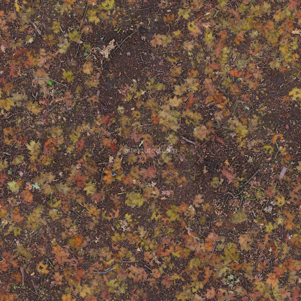 Seamless ground texture with leaves and earthy tones