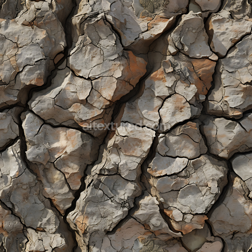 Seamless 3D PBR Texture of Cracked Dry Earth Stone with Weathered Layers