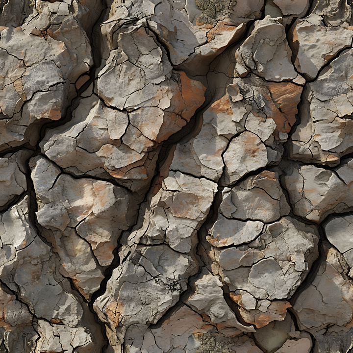 Cracked Dry Earth Stone with Weathered Layers seamless PBR texture preview