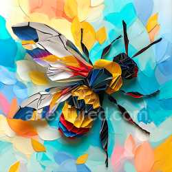 seamless Seamless 3D PBR Texture Featuring Colorful Origami-Style Bumblebee Pattern texture 8k free download PBR