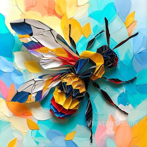 Animal - Seamless 3D PBR Texture Featuring Colorful Origami-Style Bumblebee Pattern texture preview
