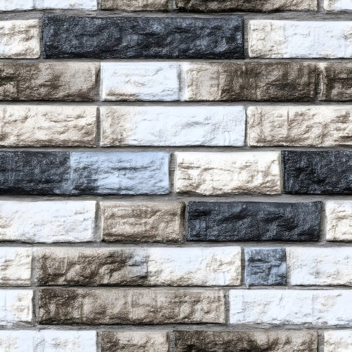 Cracked Brick Wall PBR Texture with Neutral Beige, Gray, and Black Blocks seamless Brick PBR texture