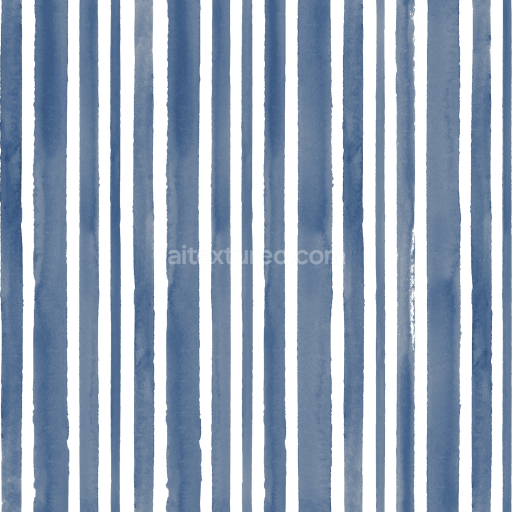 Seamless 3D PBR Texture of Soft Blue Watercolor Stripes on White Background