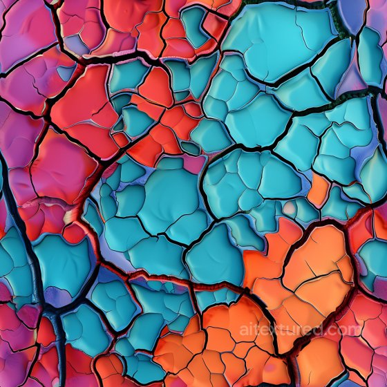cracked and hole PBR texture of vibrant multicolor cracked paint with varied fractures Cracked & Holes texture preview