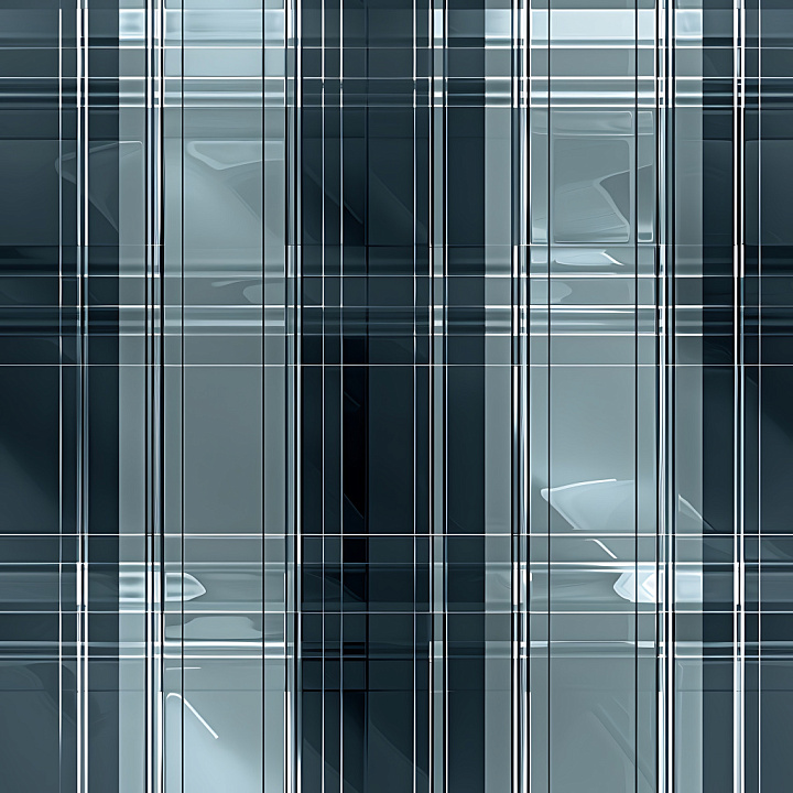 Glossy Modern Plaid Pattern in Cool Tones Glass seamless PBR texture preview