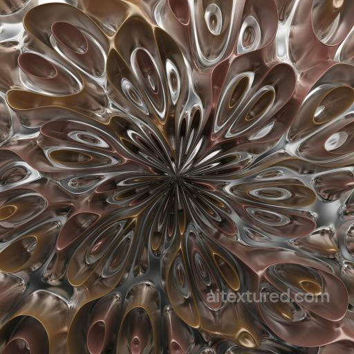 Decorative Chrome Metal Texture with Reflective Organic Patterns seamless Metal PBR texture