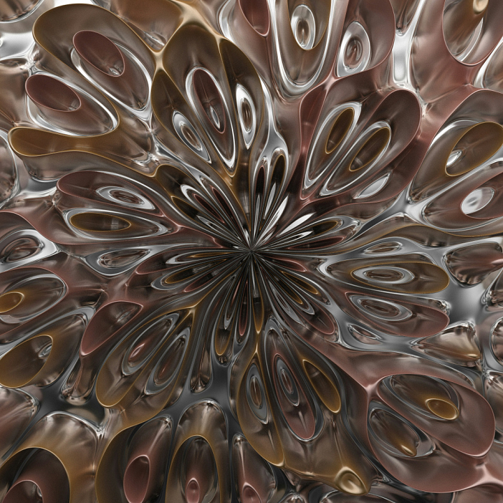 Decorative Chrome Metal with Reflective Organic Patterns seamless PBR texture preview