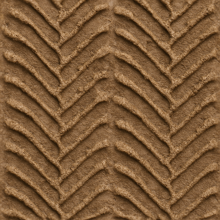 Wet Tire Print On Sand Print With Zigzag Tread And Wet Sand Soil Imprint seamless PBR texture preview